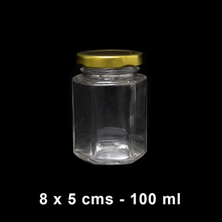 Frasco de vidrio Candy Hexagonal 100ml