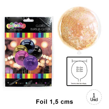 Globo burbuja glitter gold/480
