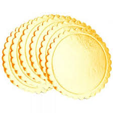 Base de carton dorada ondulada 30 cm unidad