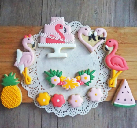 Cortador de galletas set diseño flamenco torta y stencil 6 piezas