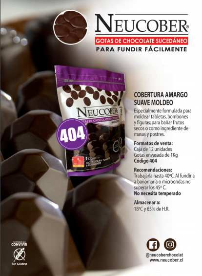 Cobertura Chocolate Amargo Suave ParaMoldear 404 Neucober 1 kg