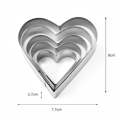 Cortador galletas corazon 5 piezas