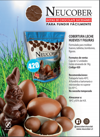 Cobertura Chocolate Leche Gotas Para Fundir 420 Neucober 1 kg