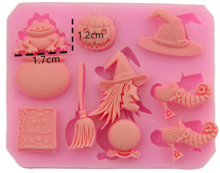 Molde de silicona Halloween – bruja, sombrero, calabaza y más