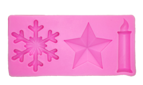 Molde silicona copo de nieve, vela y estrella