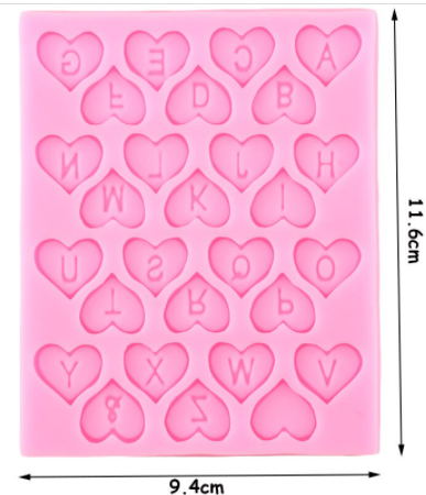Molde de silicona abecedario con forma de corazón | Ideal para chocolate o fondant