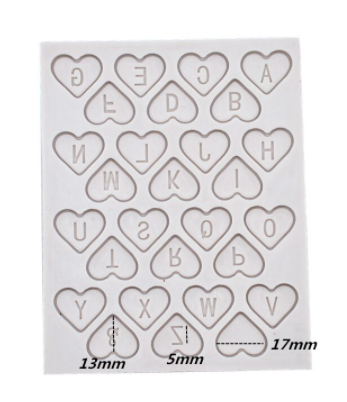 Molde de silicona abecedario con forma de corazón | Ideal para chocolate o fondant