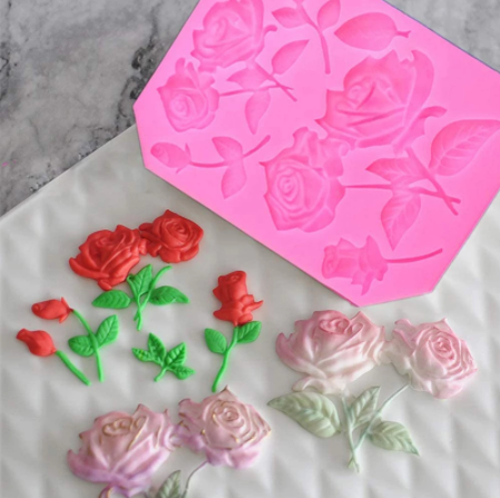 Molde silicona rosas