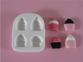 Molde silicona cupcakes decorados 4 cavidades