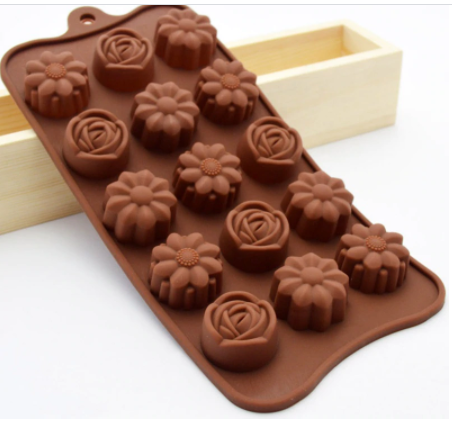 Molde silicona para chocolate flores