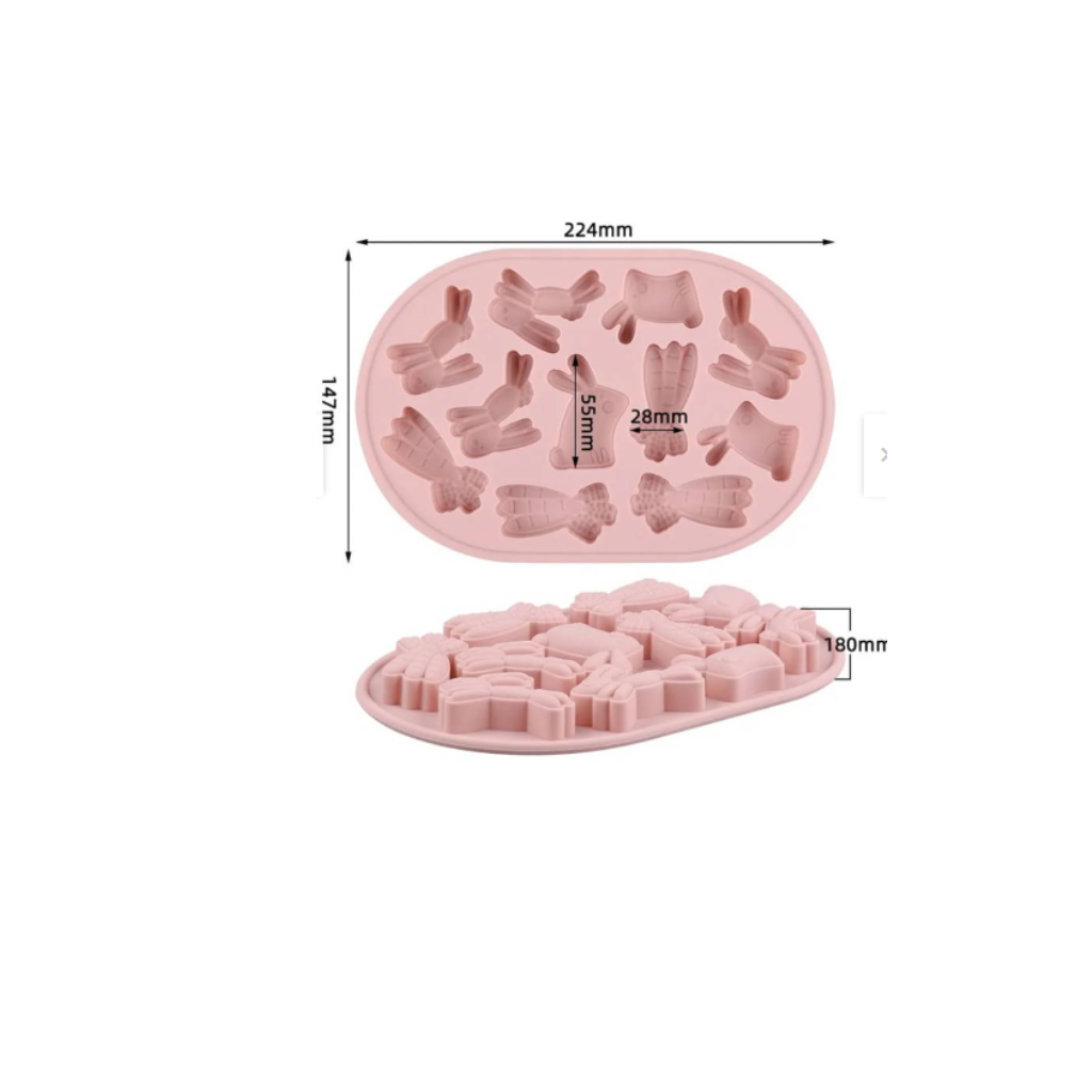 Molde de silicona conejo y zanahoria