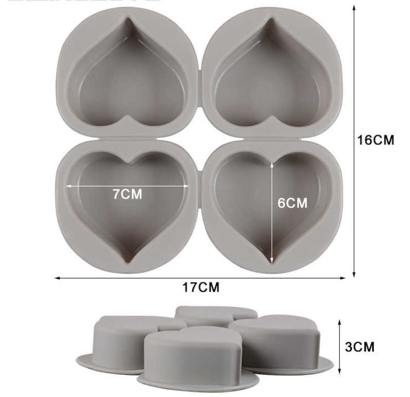 Molde de Silicona Corazones 4 Cavidades