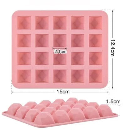 Molde de Silicona Cuadrado Fondo Diamante 20 Cavidades