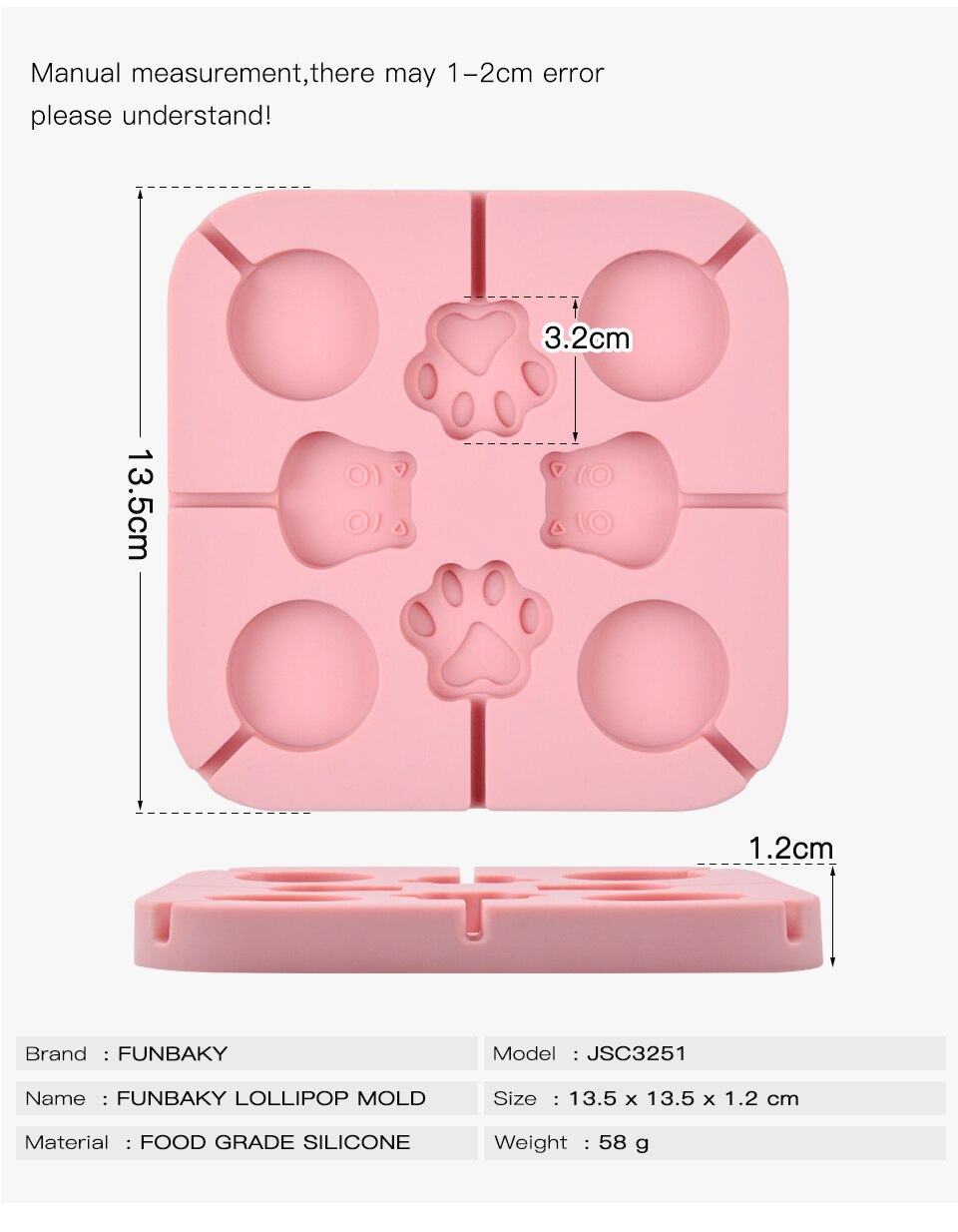 Molde de silicona para chocolate piruleta c/palito