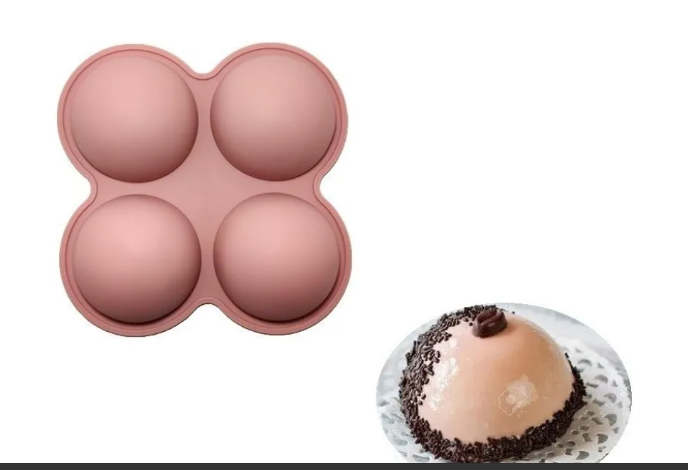 Molde de silicona semi esfera gris 4 cavidades 7,5 cm