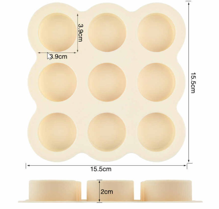 Molde de silicona círculos 16×16 – 9 cavidades