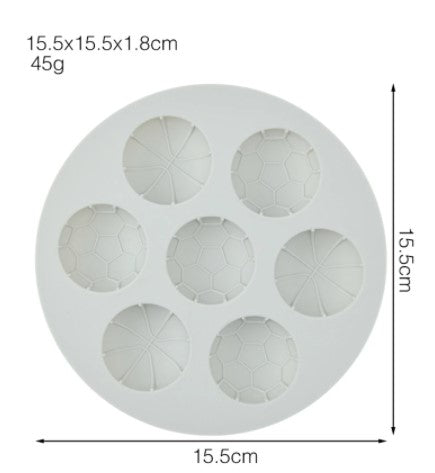 Molde de silicona semiesfera balon futbol y basquetball 7 cavidades