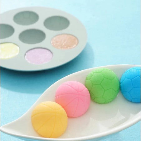 Molde de silicona semiesfera balon futbol y basquetball 7 cavidades