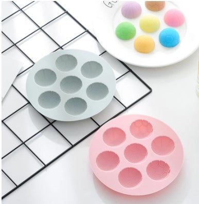 Molde de silicona semiesfera balon futbol y basquetball 7 cavidades