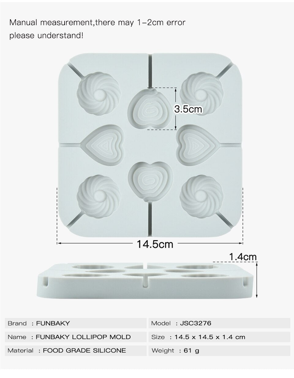 Molde de silicona para chocolate piruleta c/palito