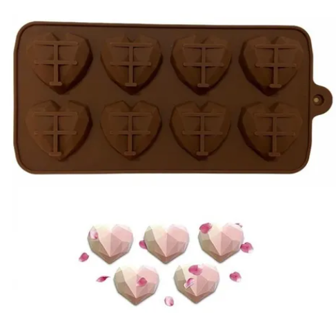 Molde de Silicona Corazon Diamante S 8 Cavidades