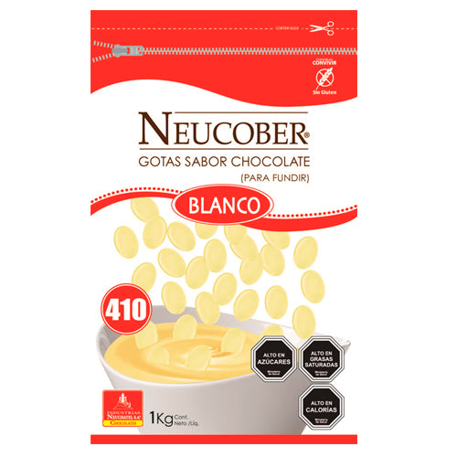 Cobertura Chocolate Blanco Gotas Para Fundir 410 Neucober 1 Kg.