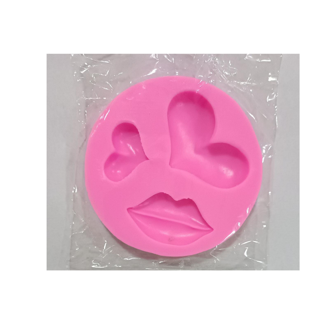 Molde Silicona Corazones y labio