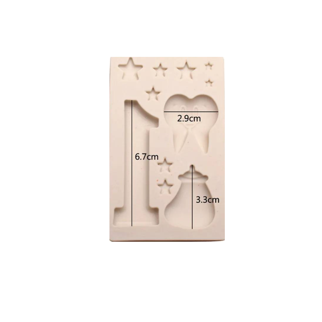 Molde Silicona Diente Estrellas Cumpleaños