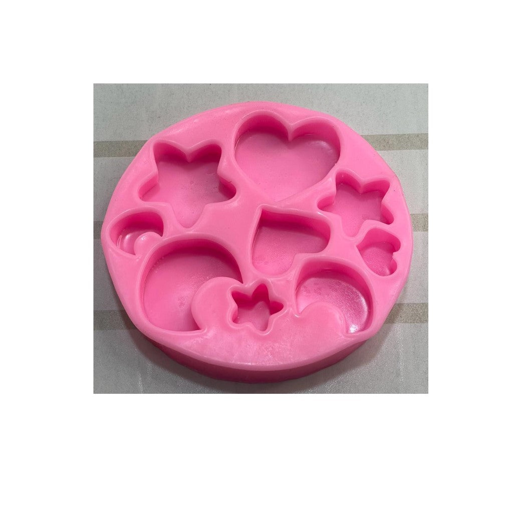 Molde silicona corazon, estrella y luna