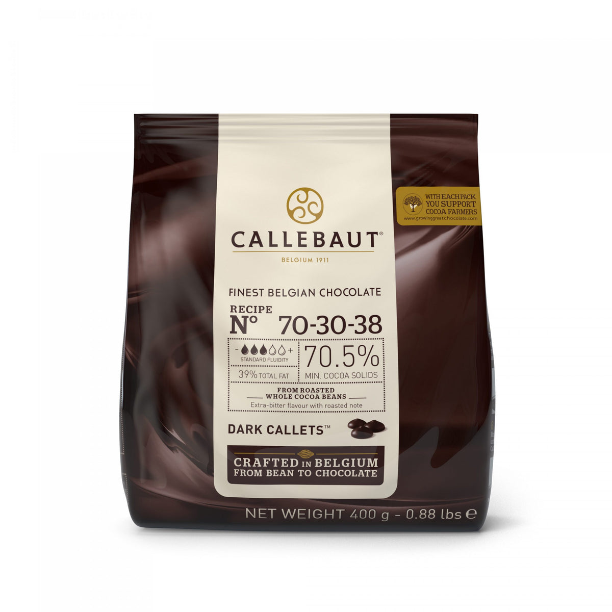 Chocolate Callebaut 70-30-38 | 70,5 % Cacao en Gotas 400 g