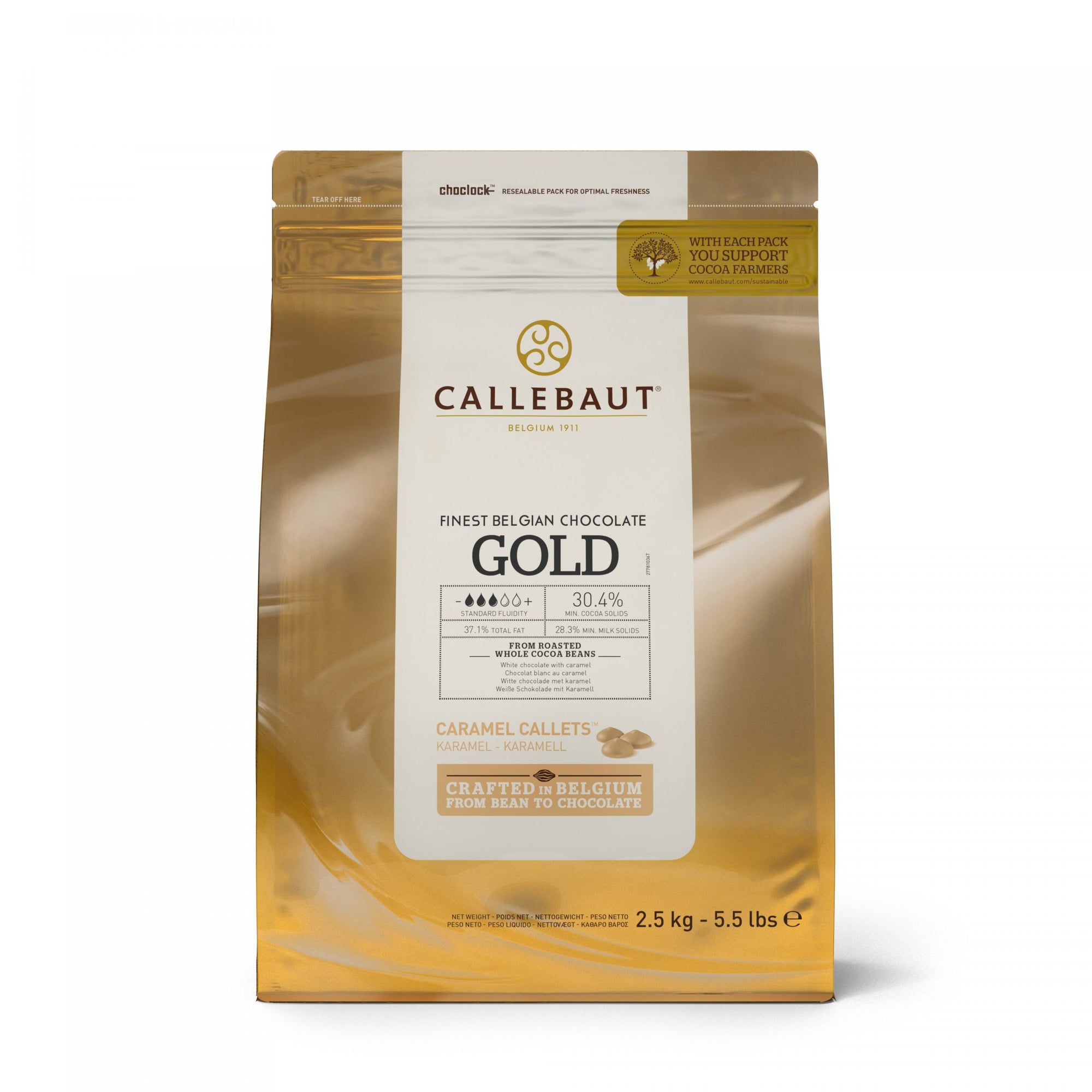 Chocolate caramelizado gold cacao 33% callebaut 2.5 kg