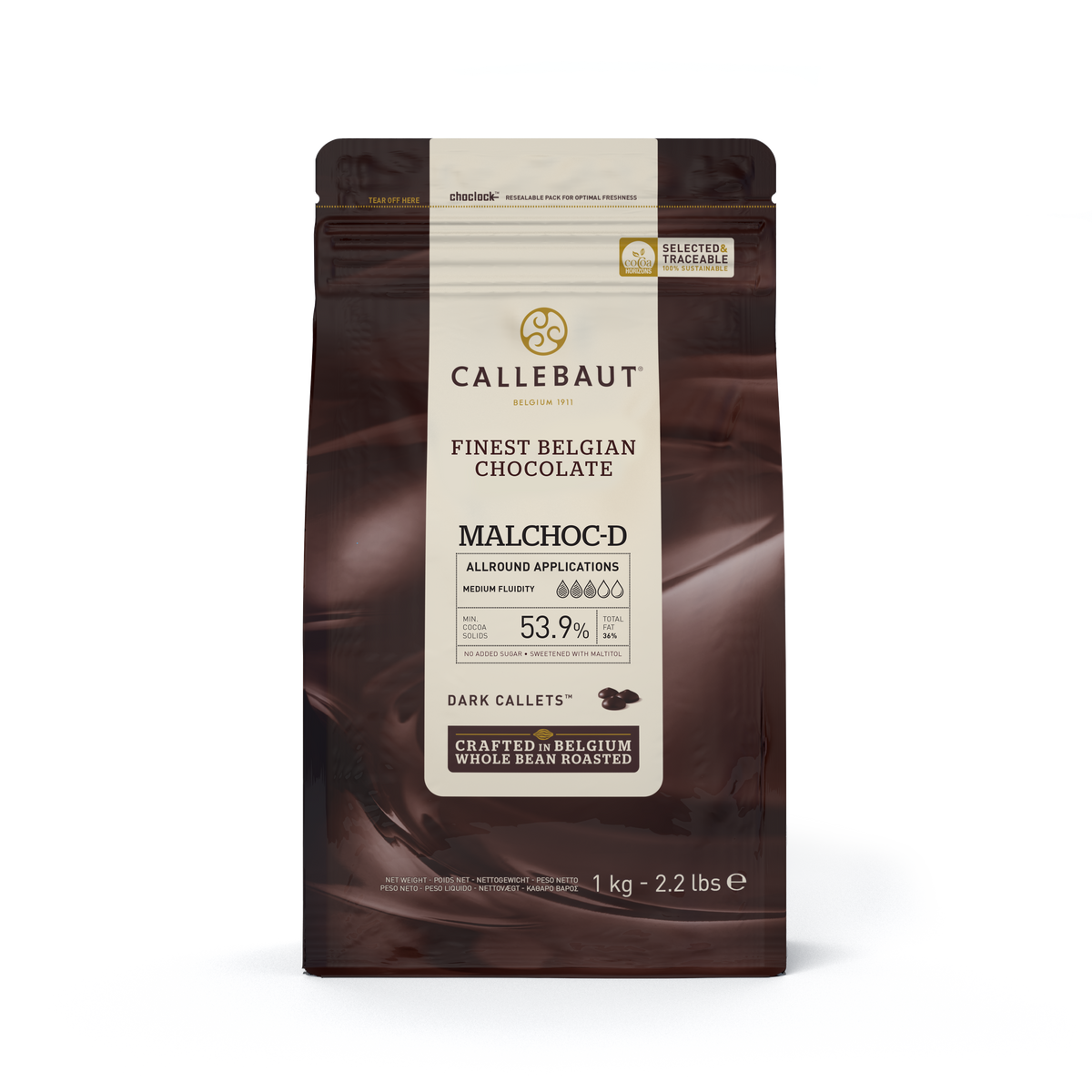 Chocolate Semi Amargo Sin Azucar Añadida Callebaut 53,9 % 1 kg. Malchoc -D