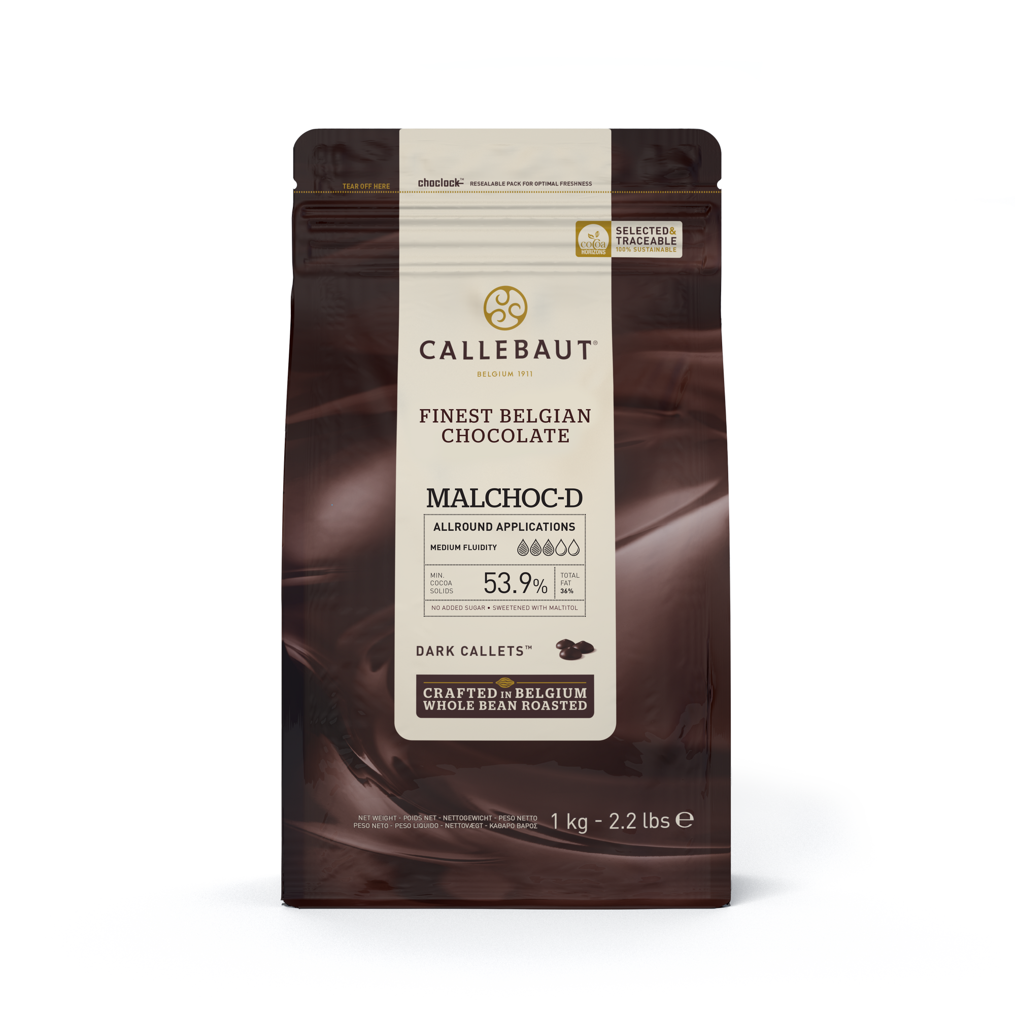 Chocolate Semi Amargo Sin Azucar Añadida Callebaut 53,9 % 1 kg. Malchoc -D