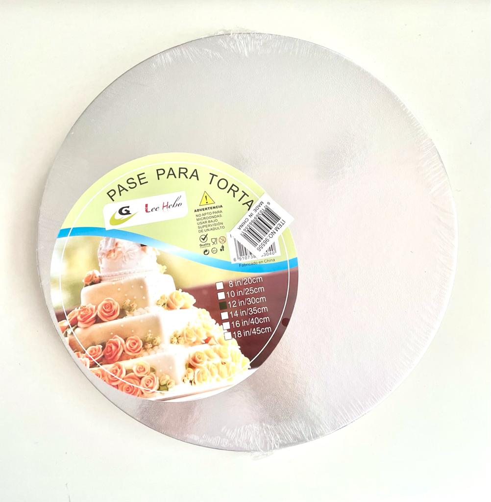 Base de carton 30 cm plateada 12 unidades