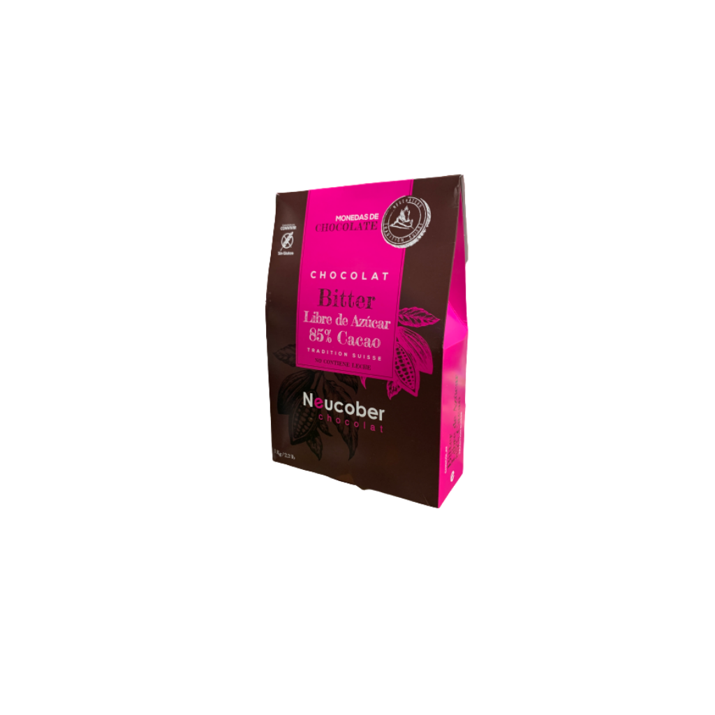 Chocolate bitter 85% cacao sin azucar 1 kg neucober 833