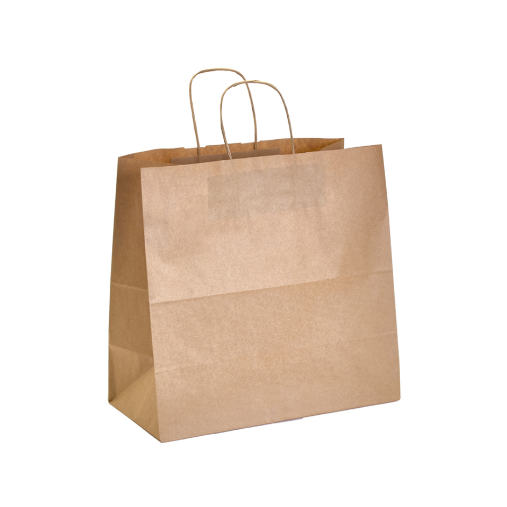 Bolsa de papel kraft con asas medidas 27x16x29 cms