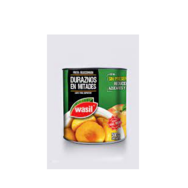 Durazno en mitades Wasil 590 gr. - Amparo Reposteria