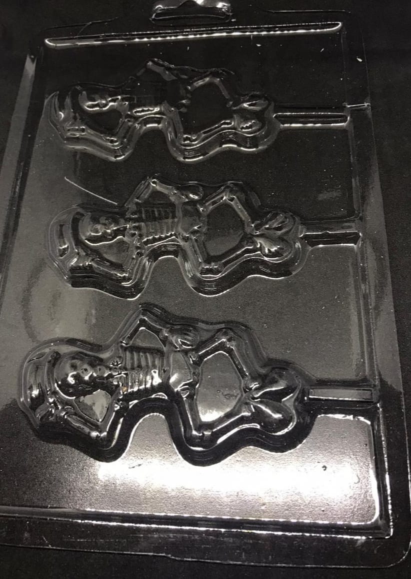 Molde Acetato Halloween Esqueleto 3 Cavidades para piruleta