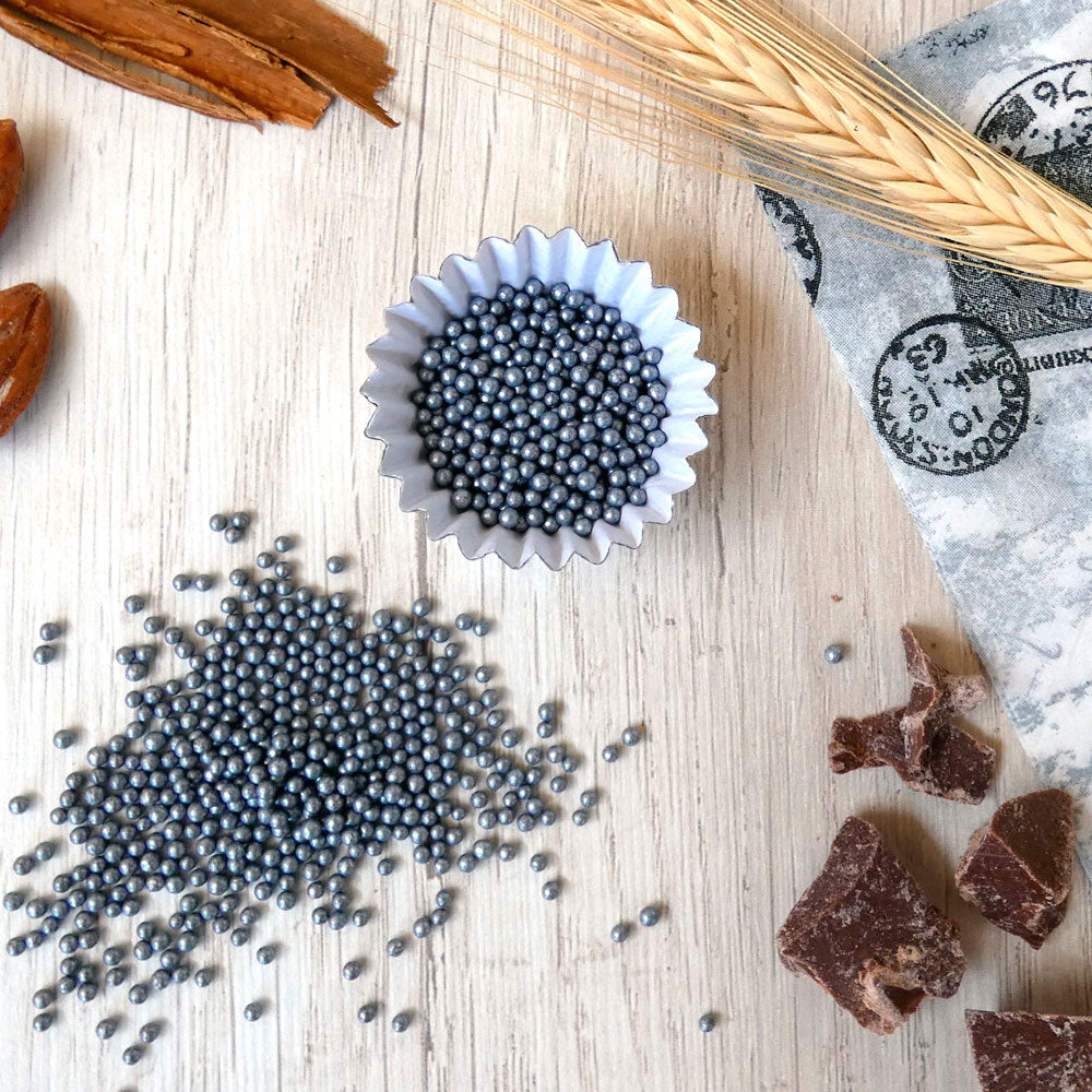 Sprinkles perlas Comestibles gragea  N°1 plateadas 100grs. Mavalerio