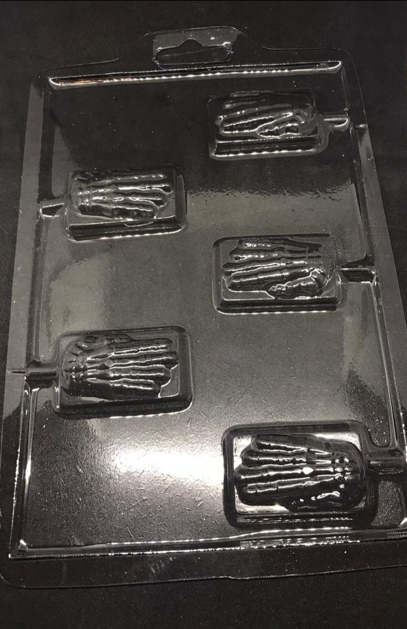 Molde Acetato Halloween Mano 5 Cavidades para Piruleta