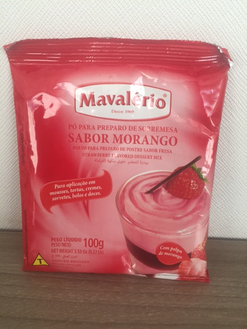 Polvo para preparar postres sabor frutilla mavalerio