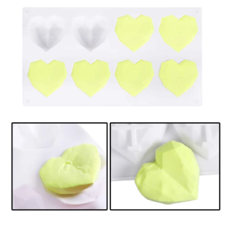Molde de Silicona Corazon Diamante 8 Cavidades