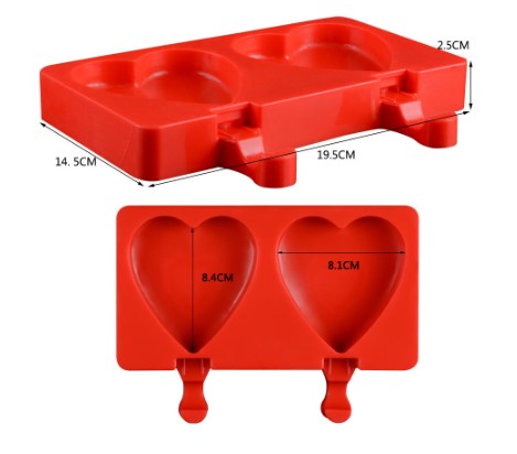 Molde silicona para helado corazon