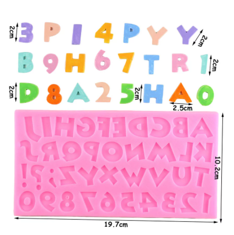 Molde silicona abecedario mayusculas y numeros