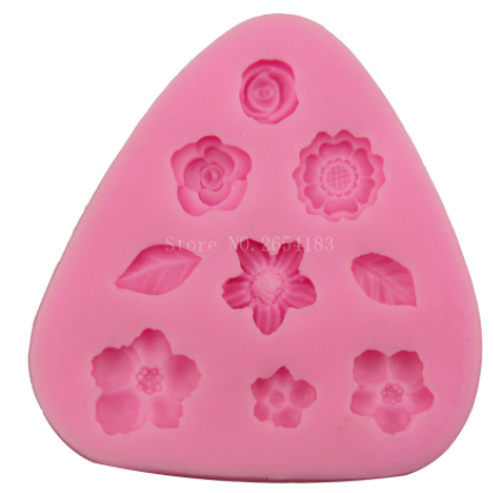 Molde silicona flor y hoja