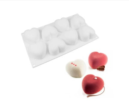 Molde de Silicona Corazones 8 Cavidades