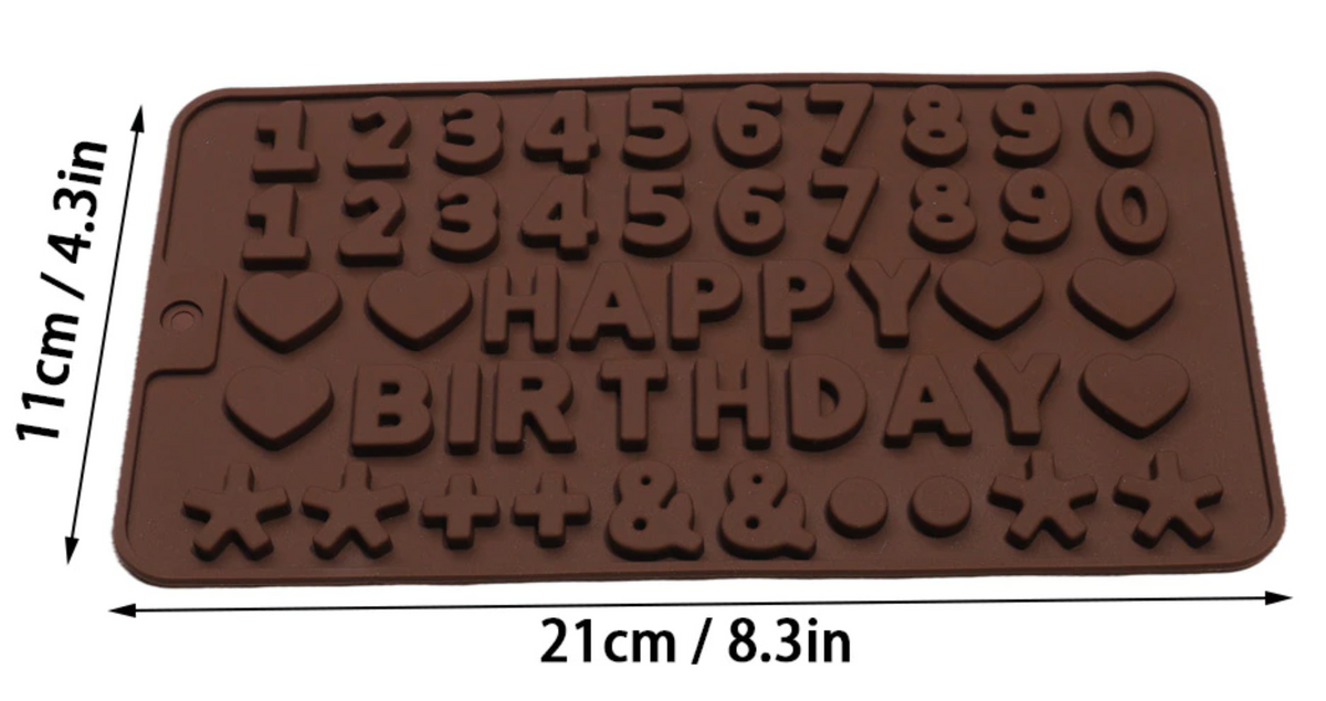 Molde Silicona Números Signos Happy Birthday