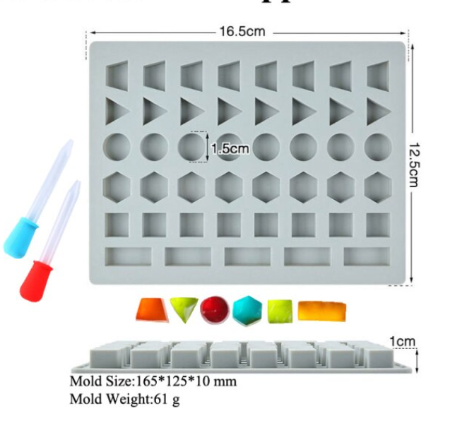 Molde de silicona figuras geométricas 48 cavidades