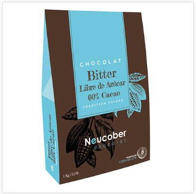 Chocolate bitter 60% cacao libre azucar neucober 1 kg