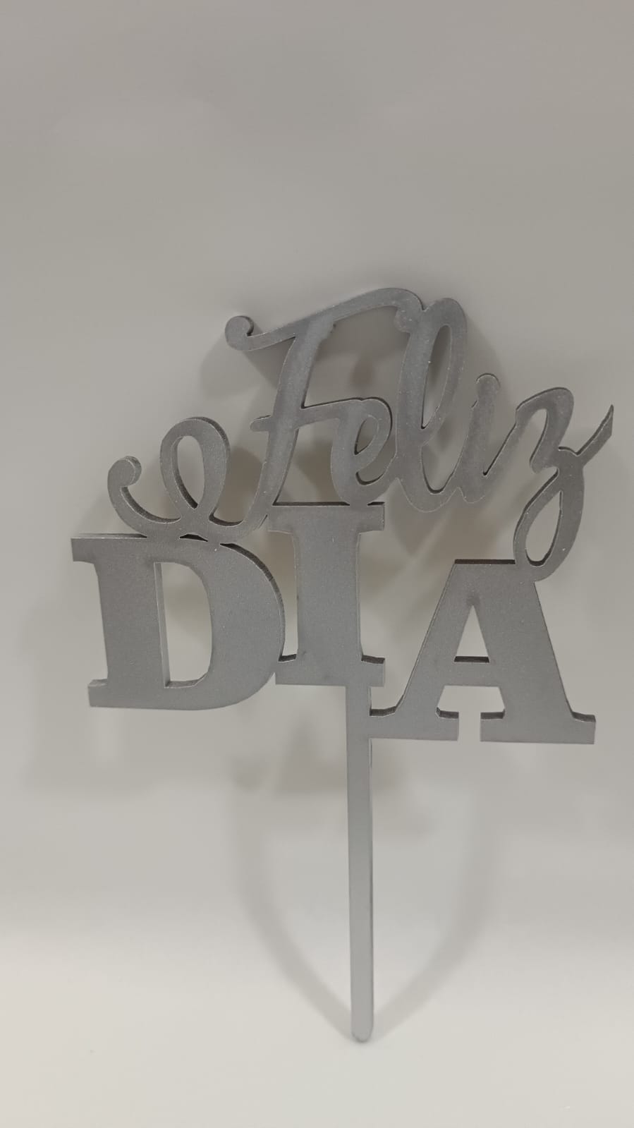 Cake topper feliz dia gris mdf